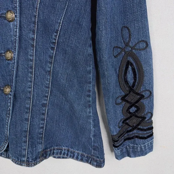 Lauren Jeans Ralph Lauren Jacket Womens Small Denim Military Double Breasted Y2K - Picture 4 of 12